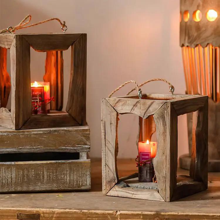 Farmhouse Wooden Lantern Hanging or Tabletop by RusticReach