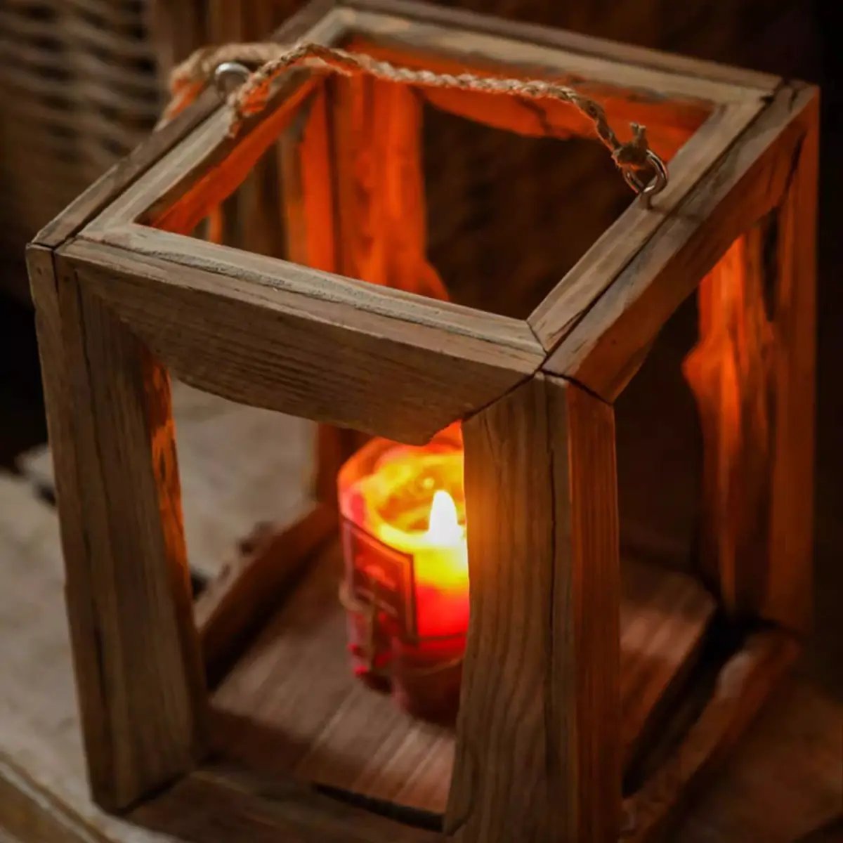 Farmhouse Wooden Lantern Hanging or Tabletop by RusticReach