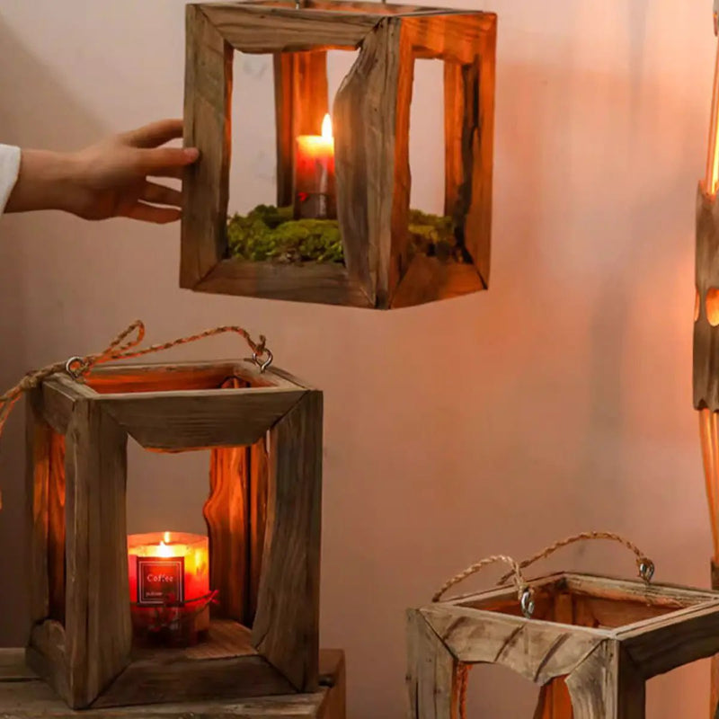 Farmhouse Wooden Lantern Hanging or Tabletop by RusticReach