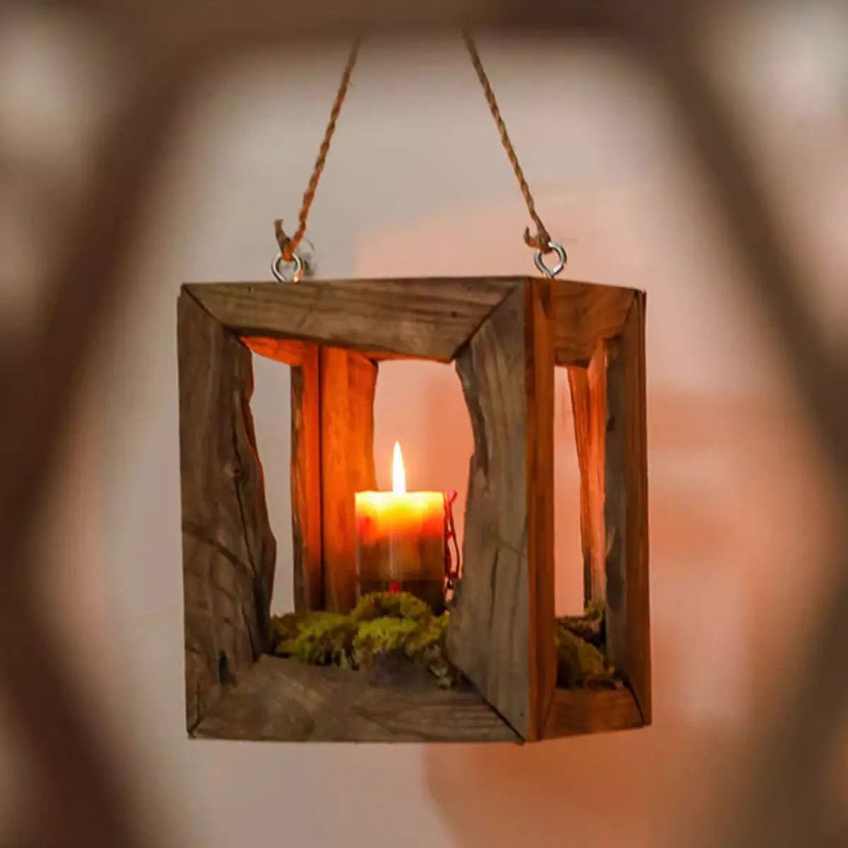 Farmhouse Wooden Lantern Hanging or Tabletop by RusticReach