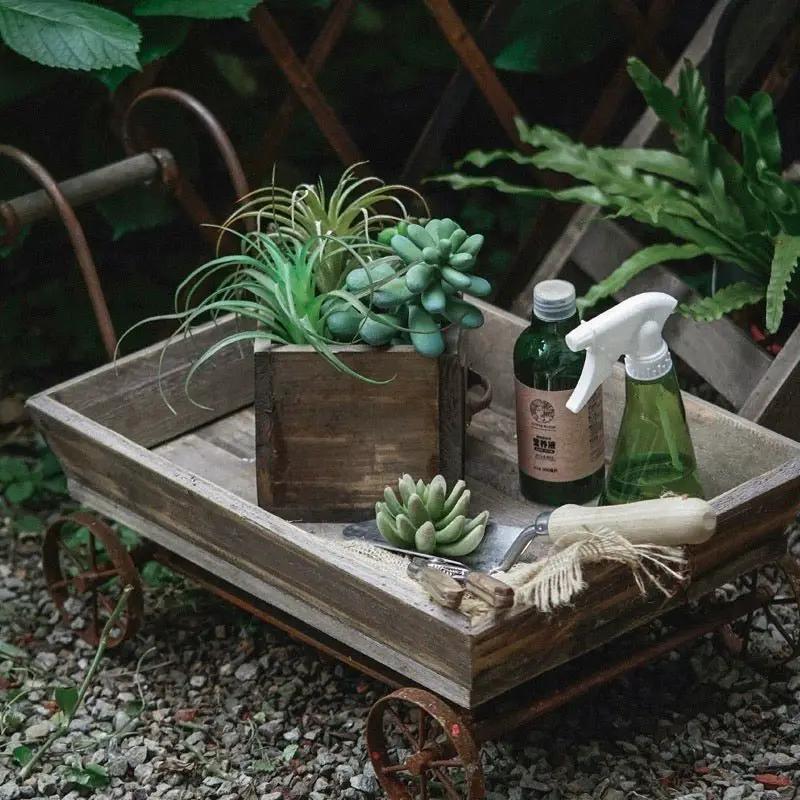 Small Decorative Wooden Wagon Flower Cart by RusticReach