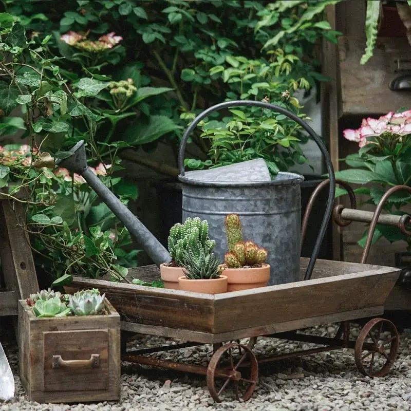Small Decorative Wooden Wagon Flower Cart by RusticReach