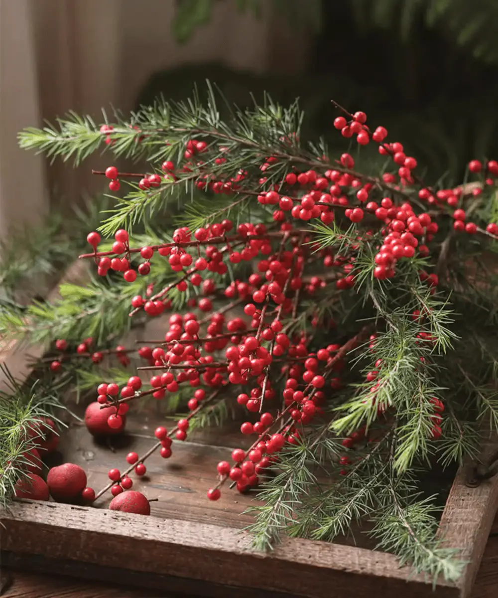 Faux Red Winterberry Stem by RusticReach