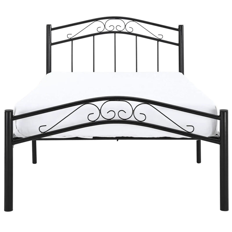 Twin size Black Metal Platform Bed with Headboard and Footboard by HomePacific