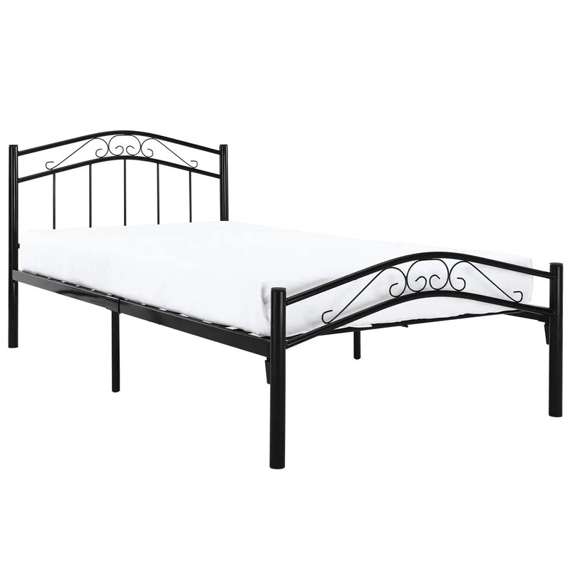 Twin size Black Metal Platform Bed with Headboard and Footboard by HomePacific