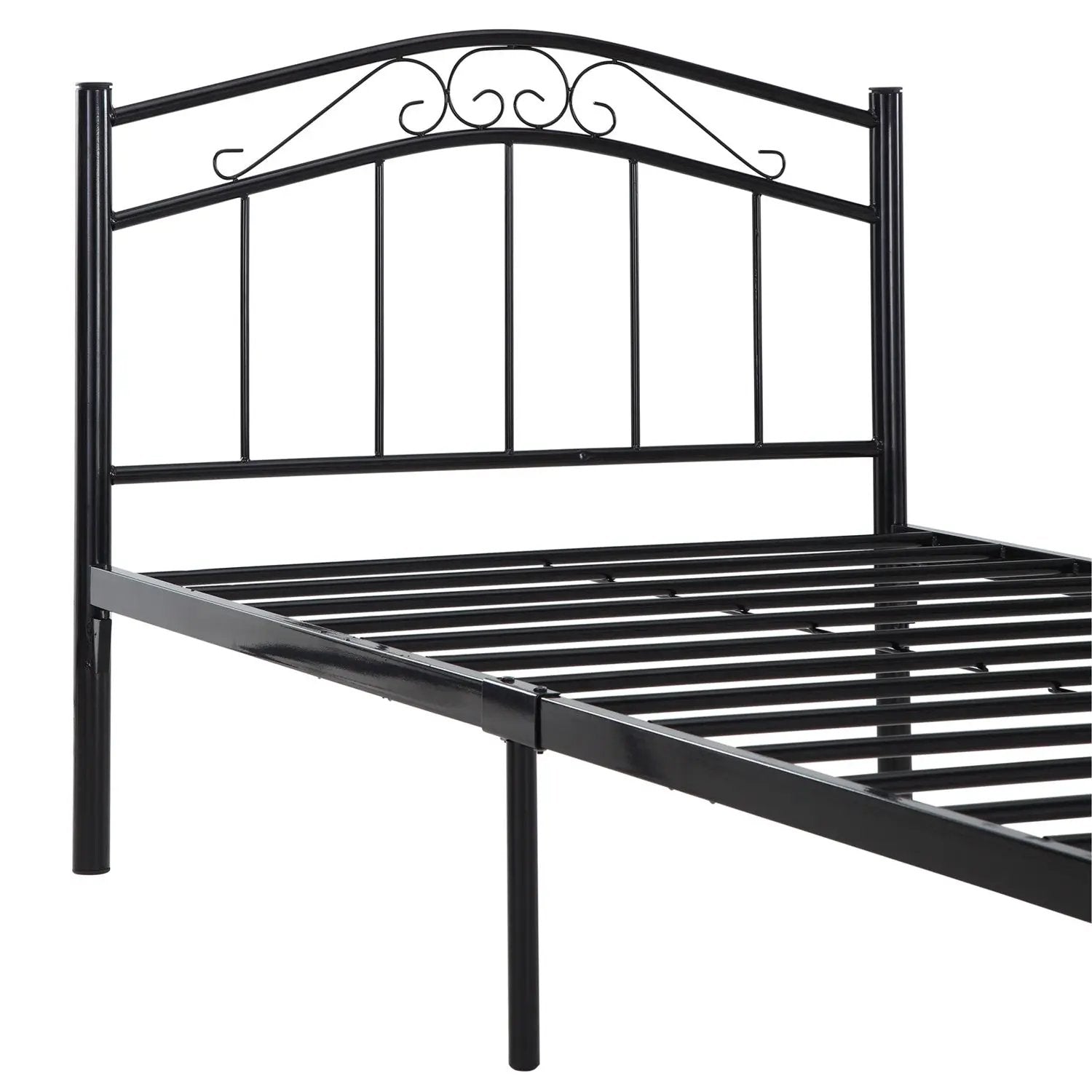 Twin size Black Metal Platform Bed with Headboard and Footboard by HomePacific