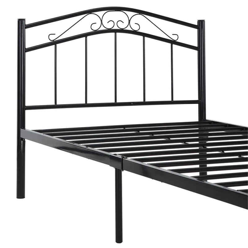 Twin size Black Metal Platform Bed with Headboard and Footboard by HomePacific