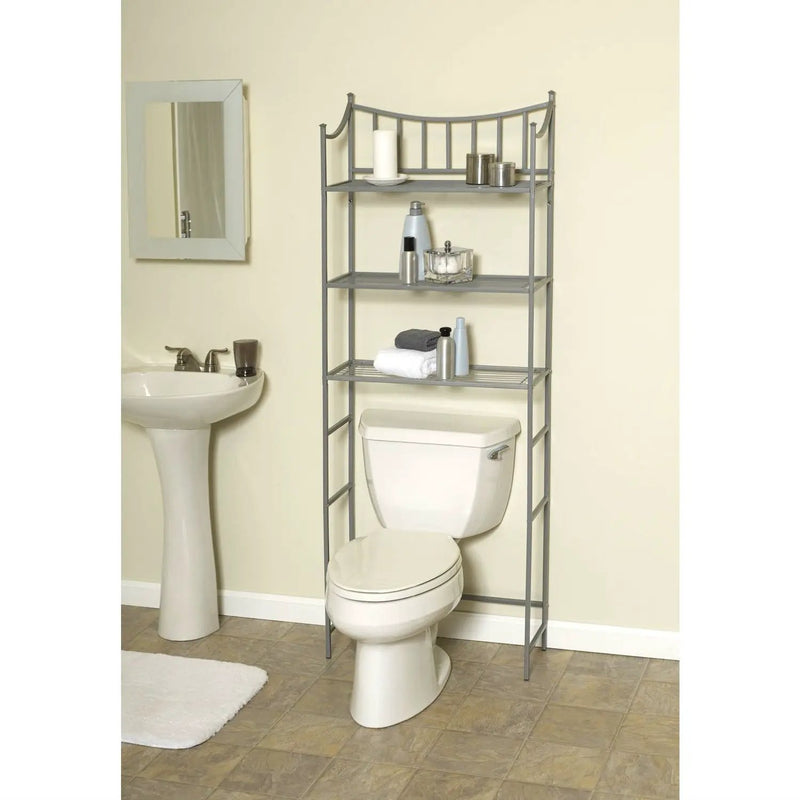 Bathroom Space Saving Over the Toilet Linen Tower Shelving Unit in Nickel Finish by HomePacific