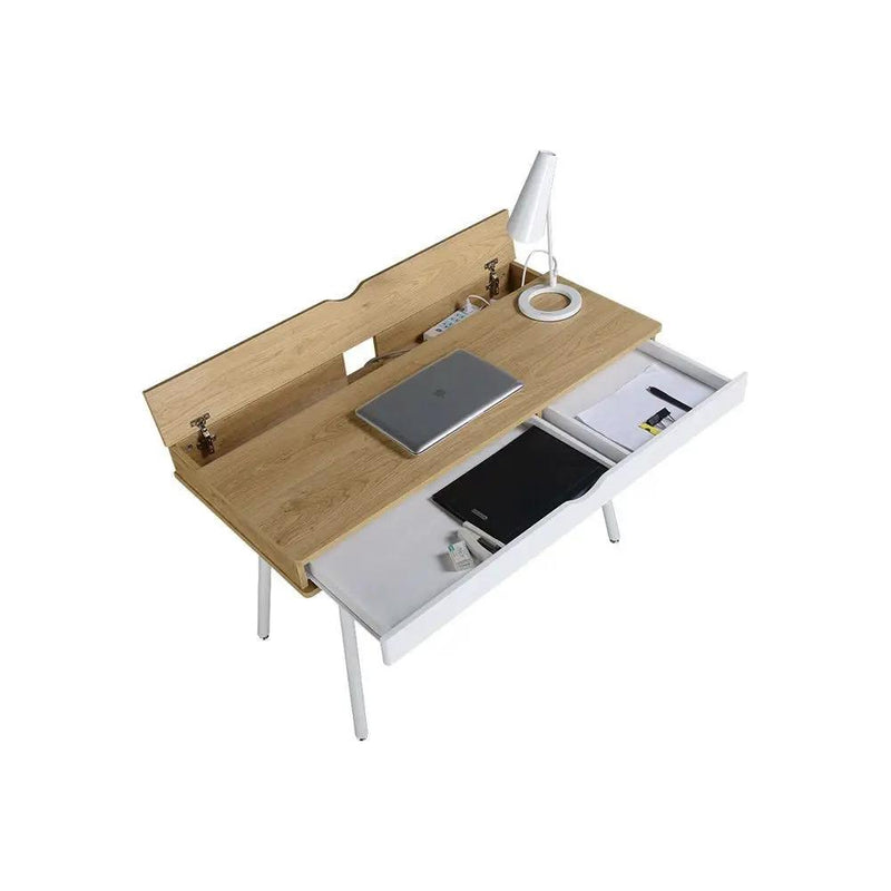 Modern Heavy Duty Laptop Computer Desk with Storage Drawer in Pine Wood Finish by HomePacific