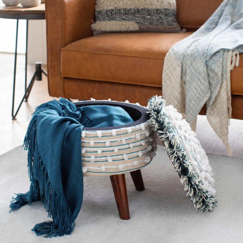 Matagami Beige Hand Woven Stool - Clearance by Boutique Rugs