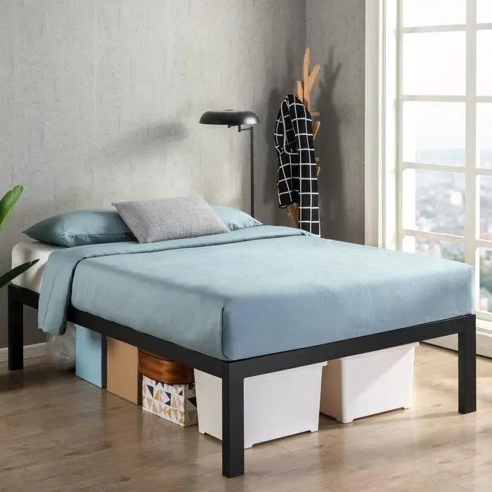 Twin size 18 Inch Easy Assemble Metal Platform Bed Frame Wooden Slats by HomePacific