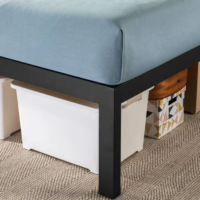 Twin size 18 Inch Easy Assemble Metal Platform Bed Frame Wooden Slats by HomePacific