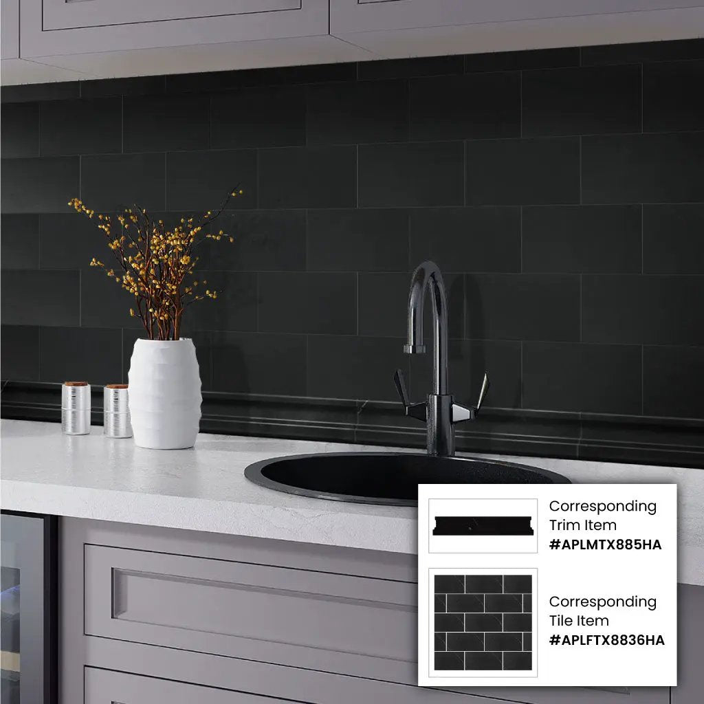 Eastern Black 2x12 Chair Rail Honed Marble Tile Trim (10 pack, 1.667 sq ft/case) by Apollo Tile