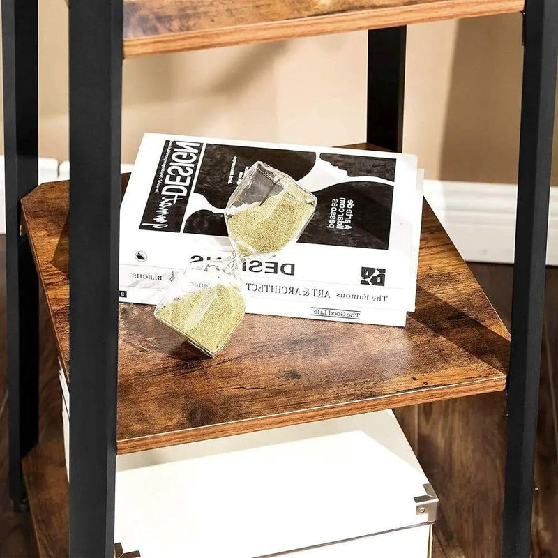 Modern Industrial Metal Frame Wood Shelf Coat Rack with 3-Shelves by HomePacific