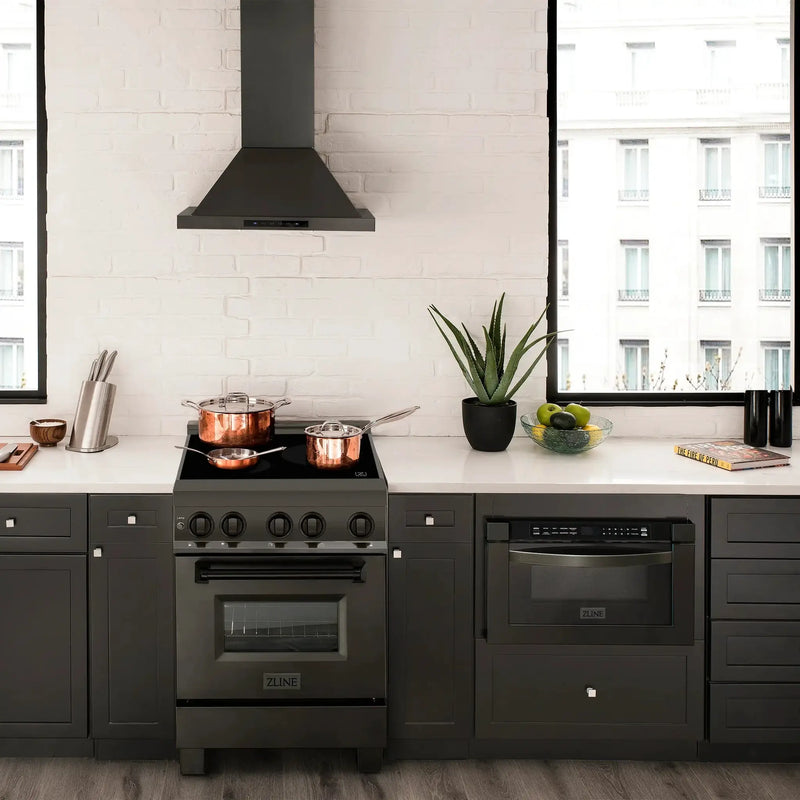 ZLINE 24" 2.8 cu. ft. Induction Range with a 3 Element Stove and Electric Oven in Black Stainless Steel RAIND-BS-24 by Farmhouse Kitchen and Bath
