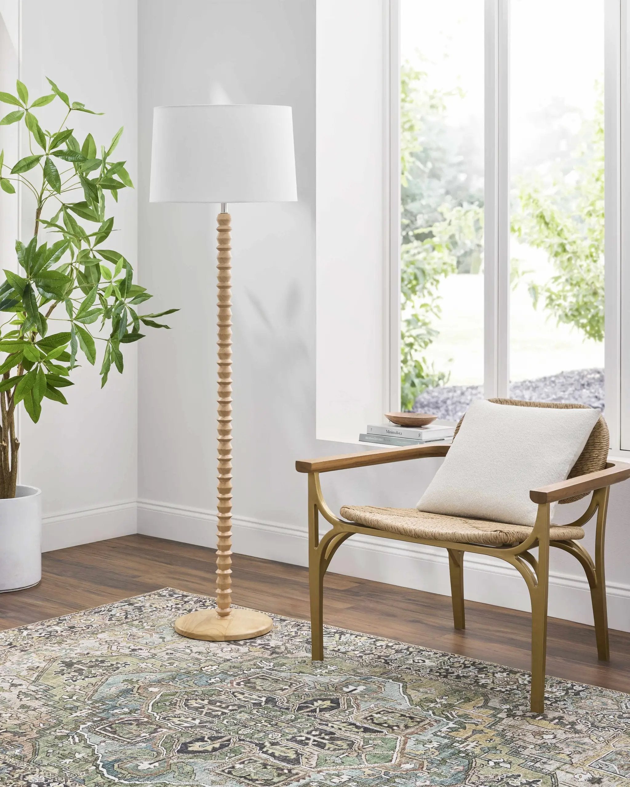 Motozintla Cream Wood Floor Lamp by Boutique Rugs