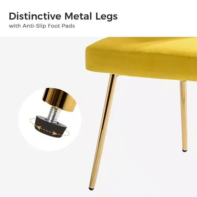 Mustard Yellow Velvet Upholstered Wingback Accent Side Chair w/ Gold Metal Legs by HomePacific