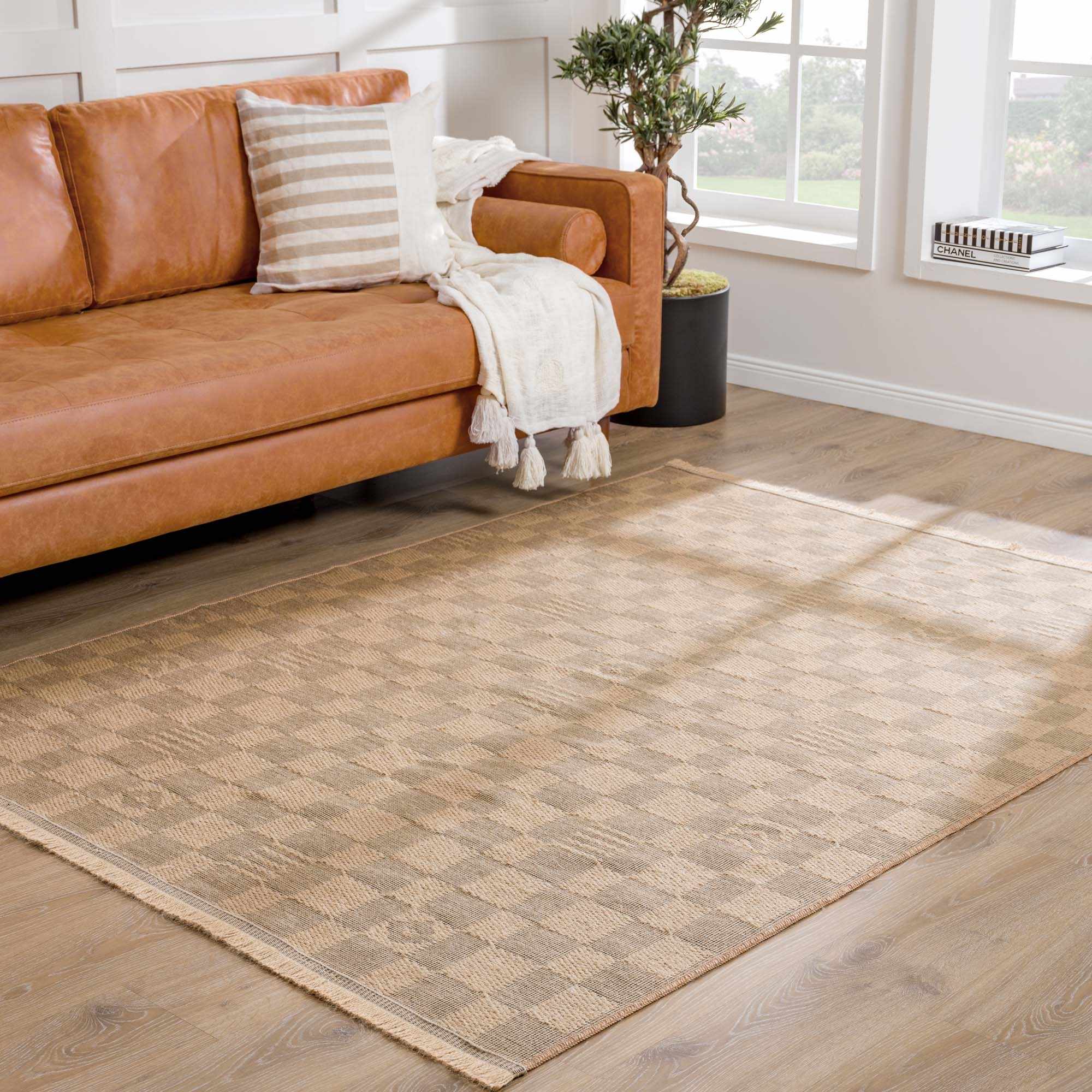 Nairi Checkered Washable Jute Rug by Boutique Rugs