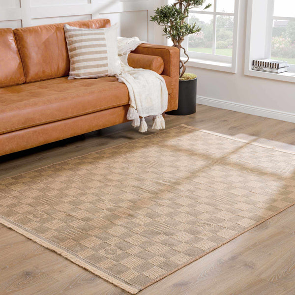 Nairi Checkered Washable Jute Rug, installed in a room 2