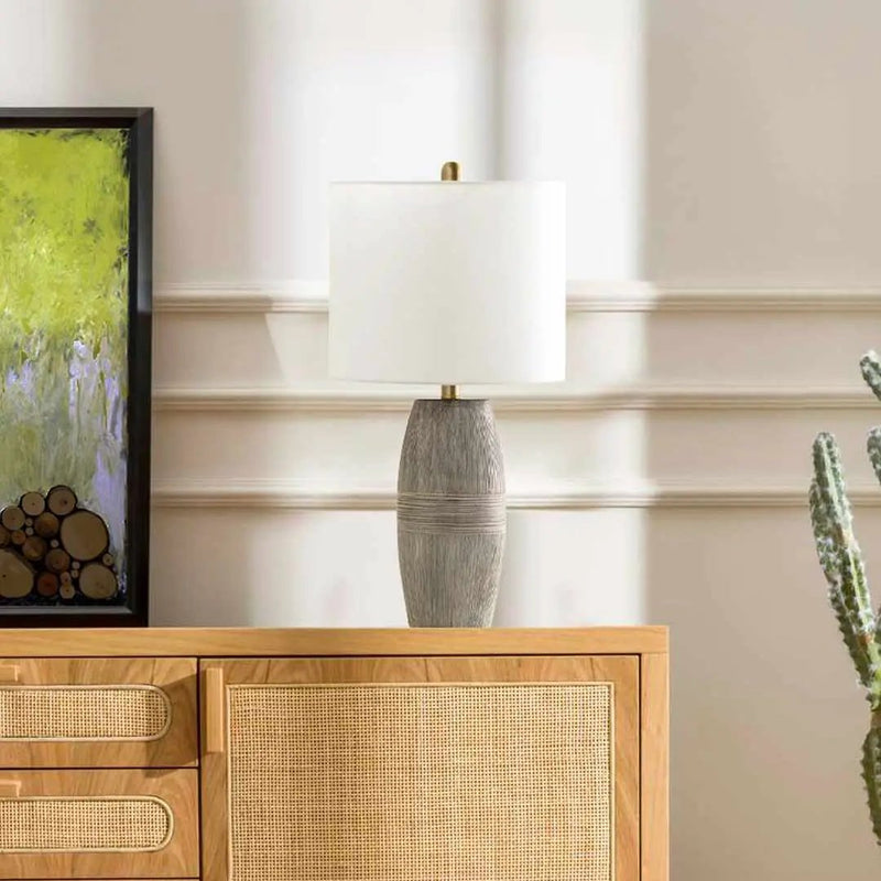 Mabayo Ribbed White Ceramic Table Lamp by Boutique Rugs