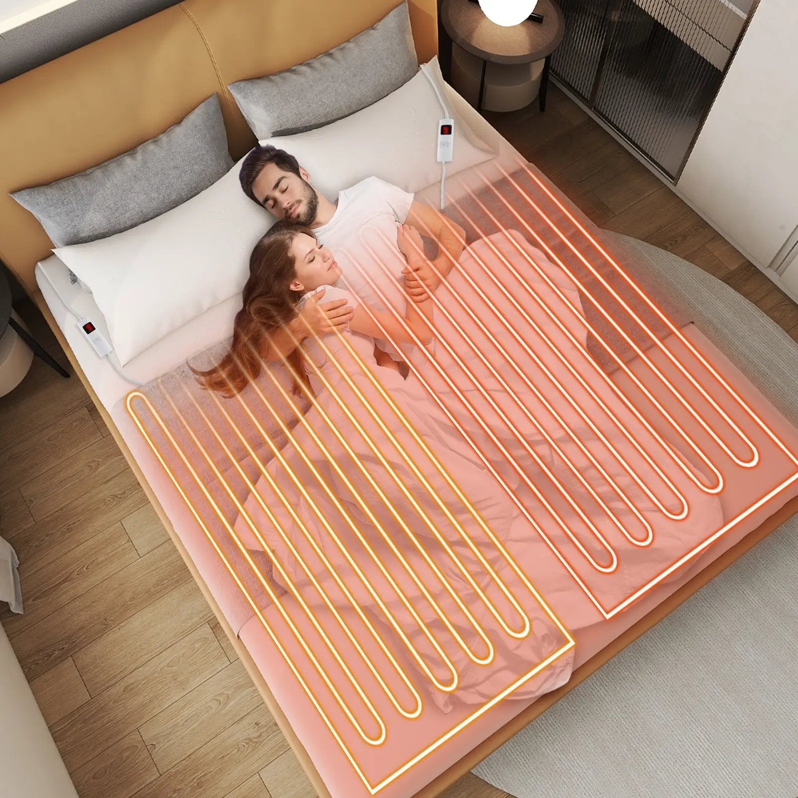 Electric Heated Mattress Pad with Dual Controllers & Auto-Off by DirectDeals