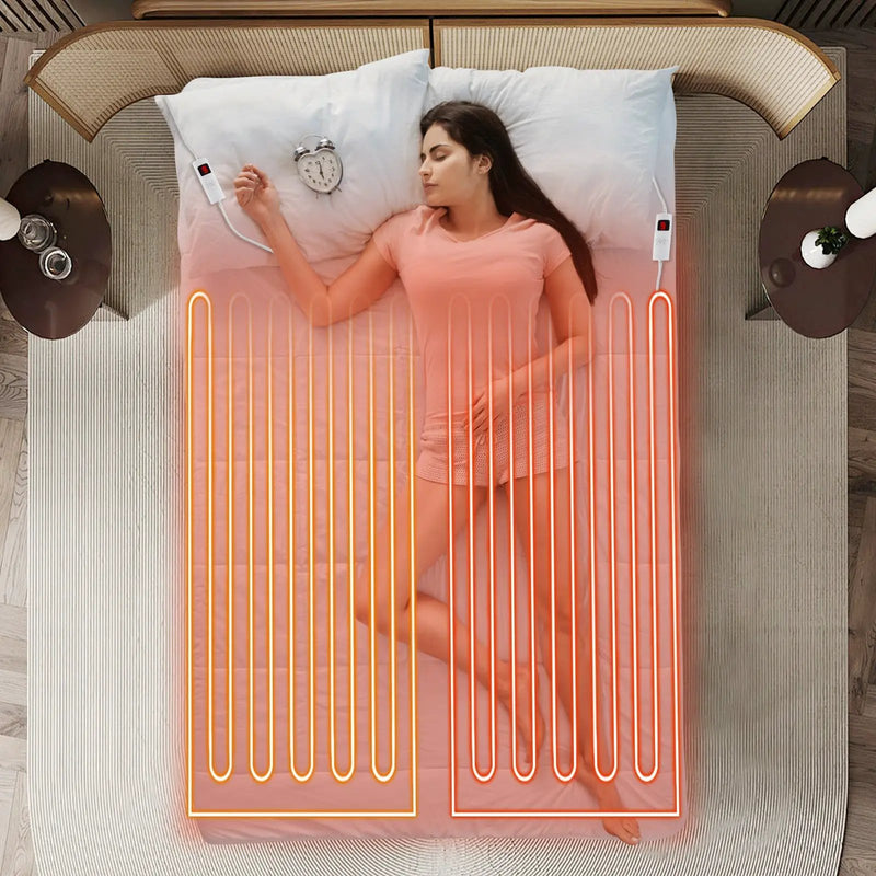 Electric Heated Mattress Pad with Dual Controllers & Auto-Off by DirectDeals