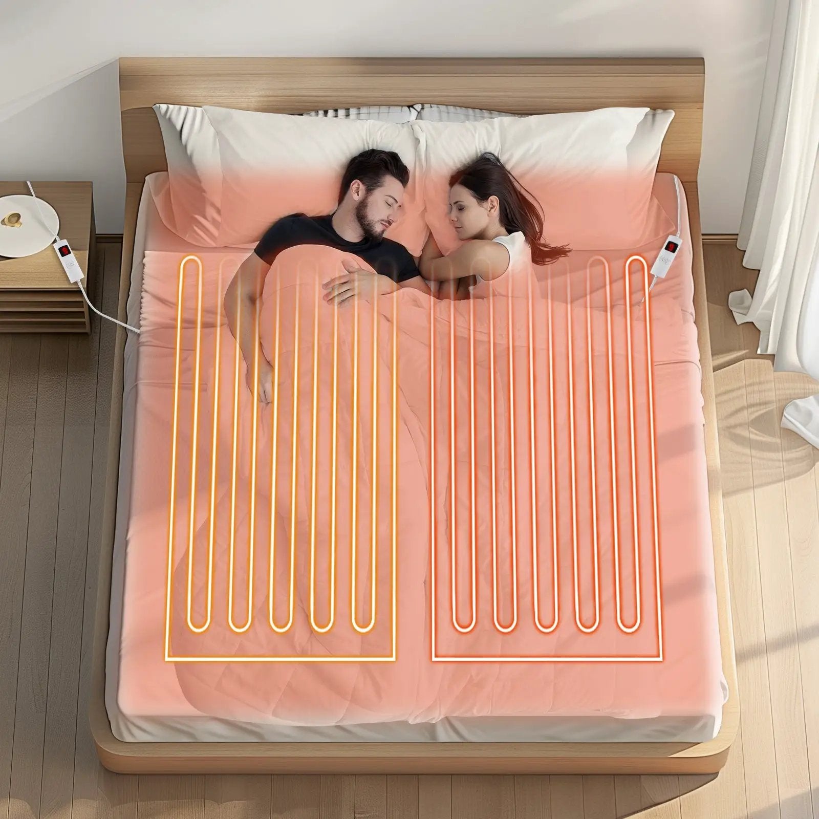 Electric Heated Mattress Pad with Dual Controllers & Auto-Off by DirectDeals