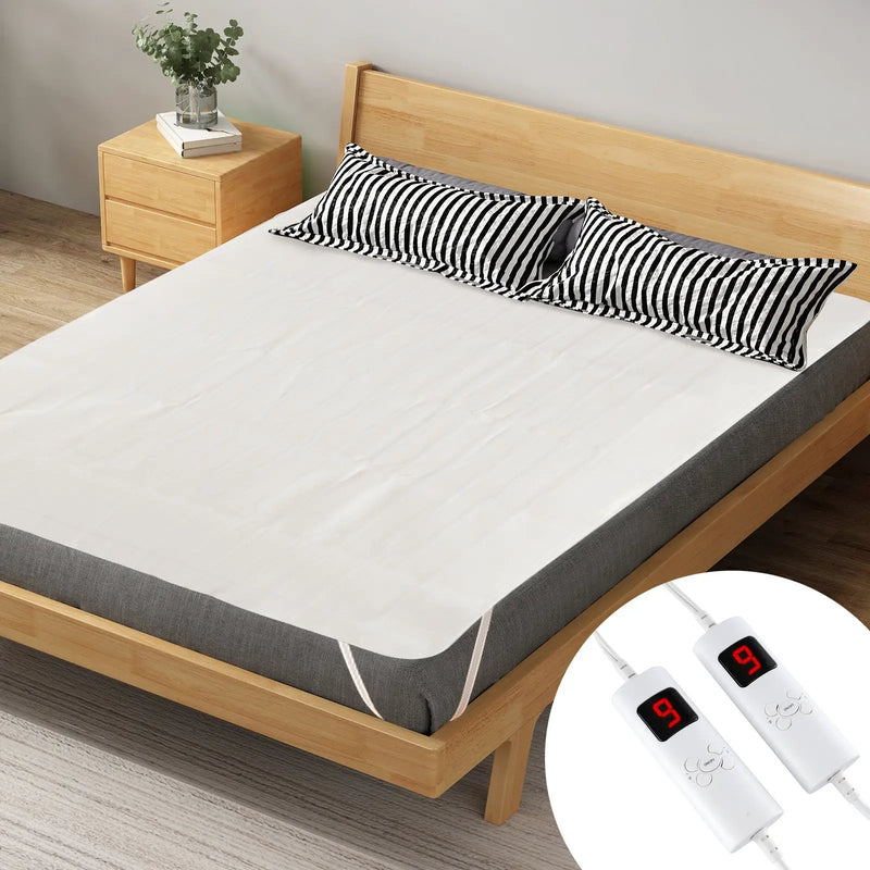 Electric Heated Mattress Pad with Dual Controllers & Auto-Off by DirectDeals