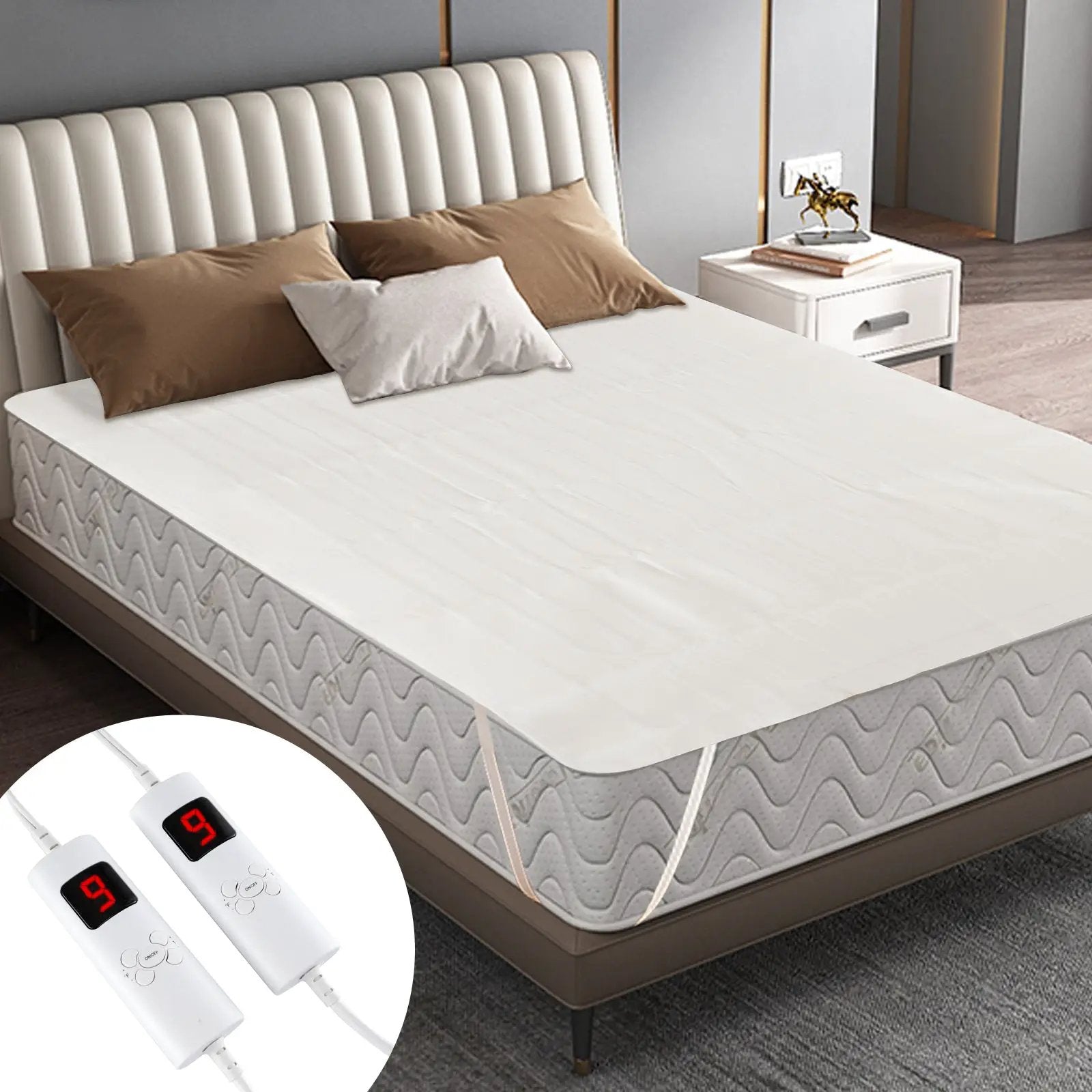 Electric Heated Mattress Pad with Dual Controllers & Auto-Off by DirectDeals