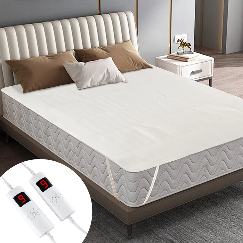 Electric Heated Mattress Pad with Dual Controllers & Auto-Off by DirectDeals