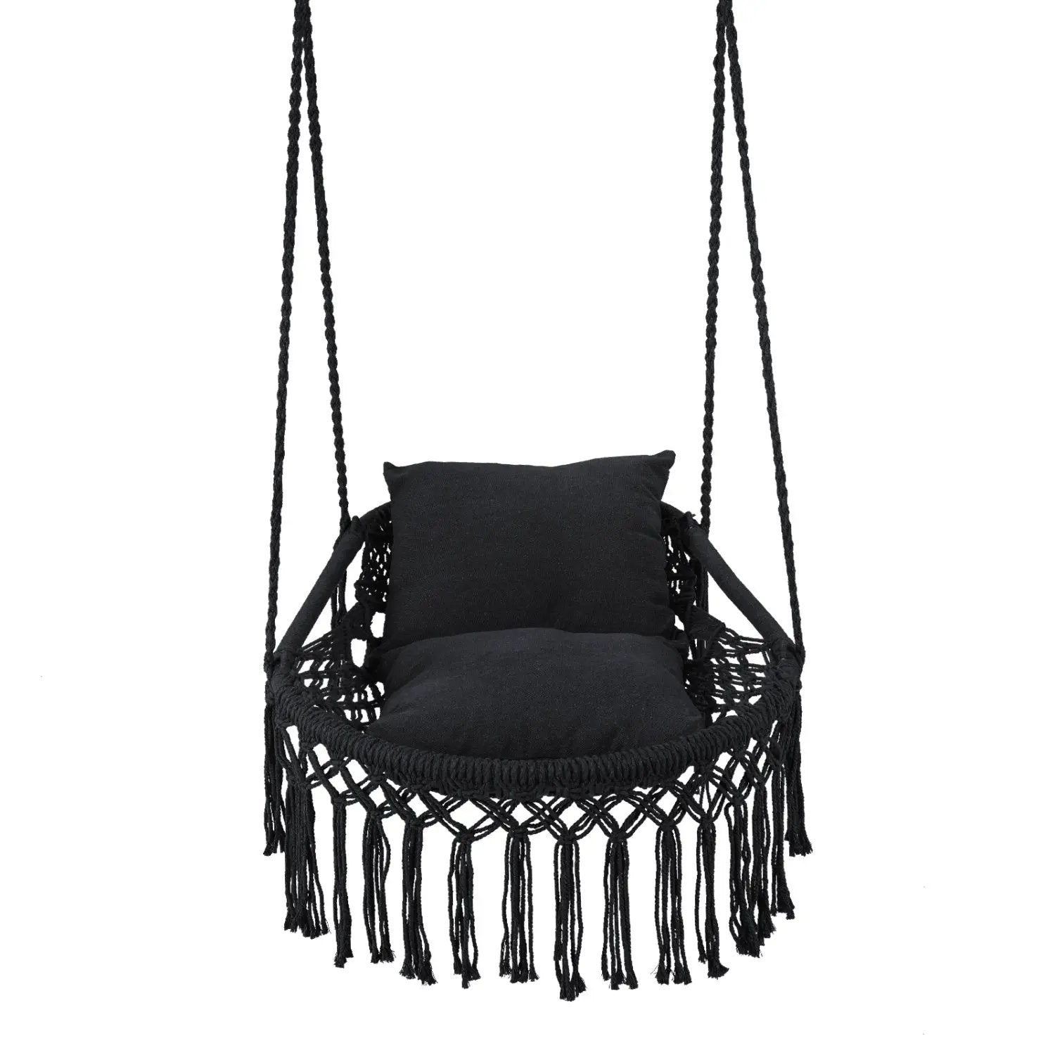 Macrame Swing Chair Hammock Chair with 2 Removable Cushions by DirectDeals