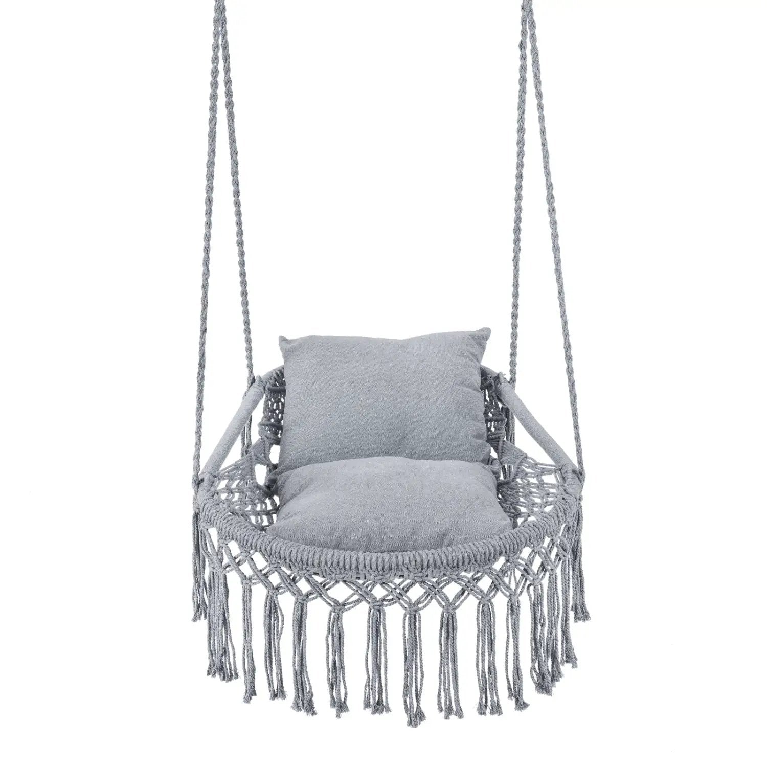 Macrame Swing Chair Hammock Chair with 2 Removable Cushions by DirectDeals