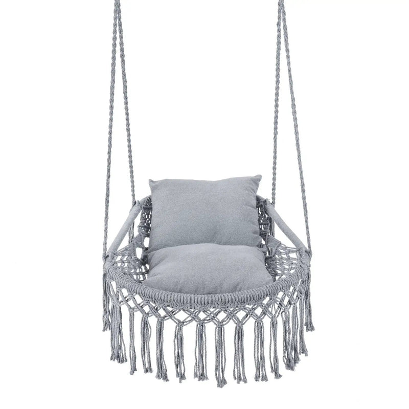 Macrame Swing Chair Hammock Chair with 2 Removable Cushions by DirectDeals