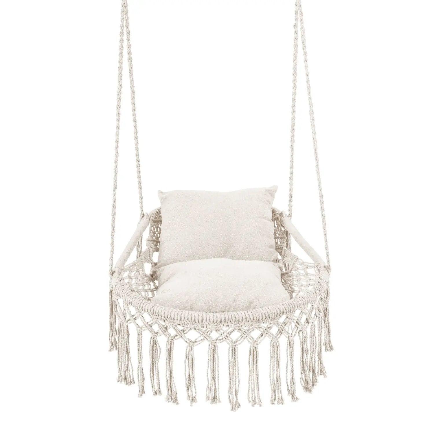 Macrame Swing Chair Hammock Chair with 2 Removable Cushions by DirectDeals