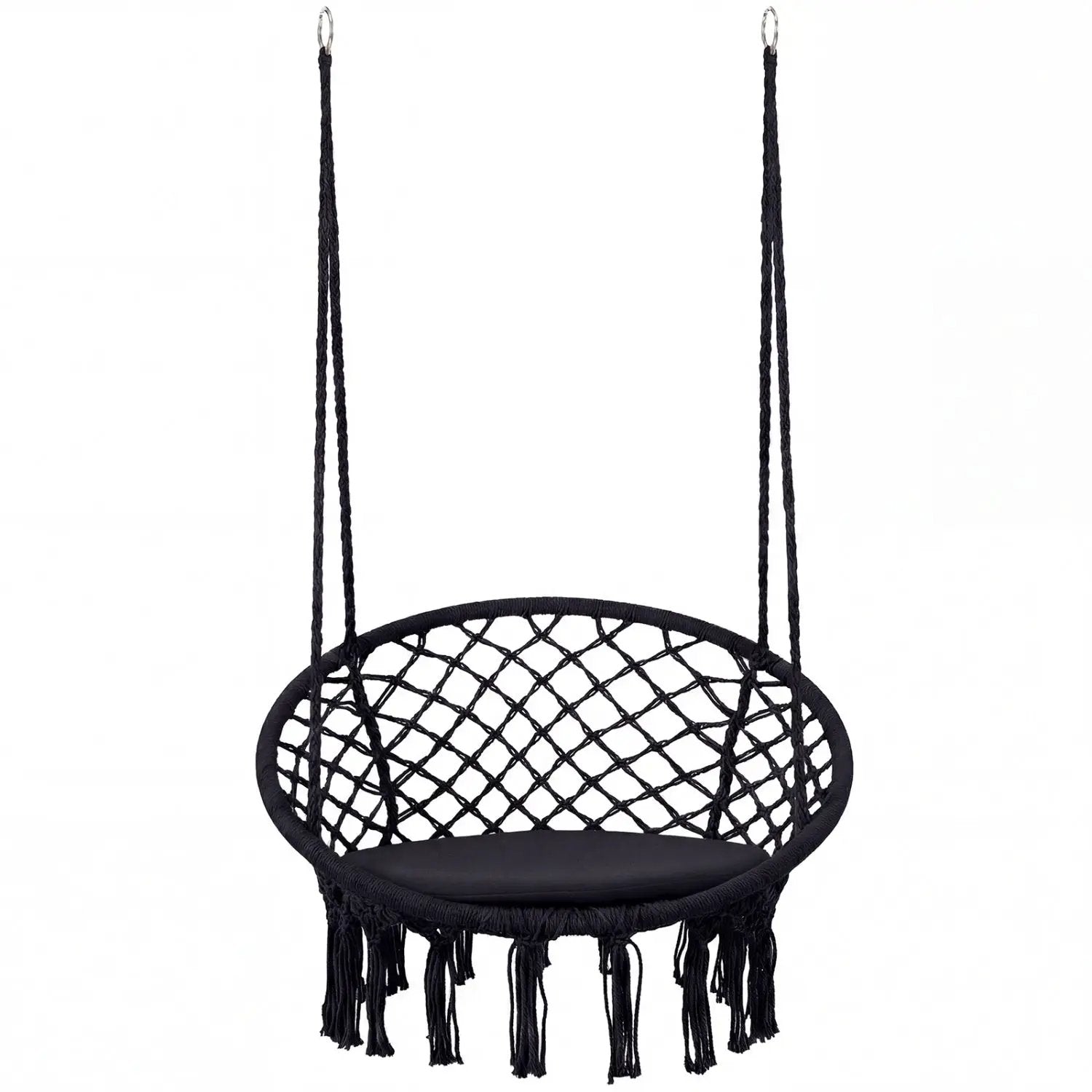 Macrame Swing Chair Hammock Chair with Round Seat Cushion by DirectDeals