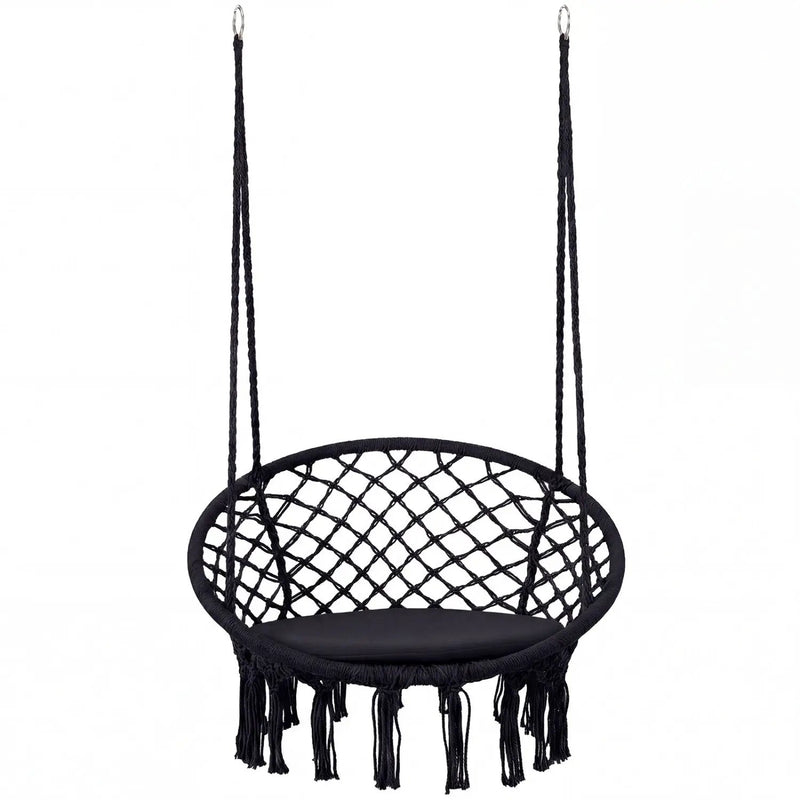 Macrame Swing Chair Hammock Chair with Round Seat Cushion by DirectDeals