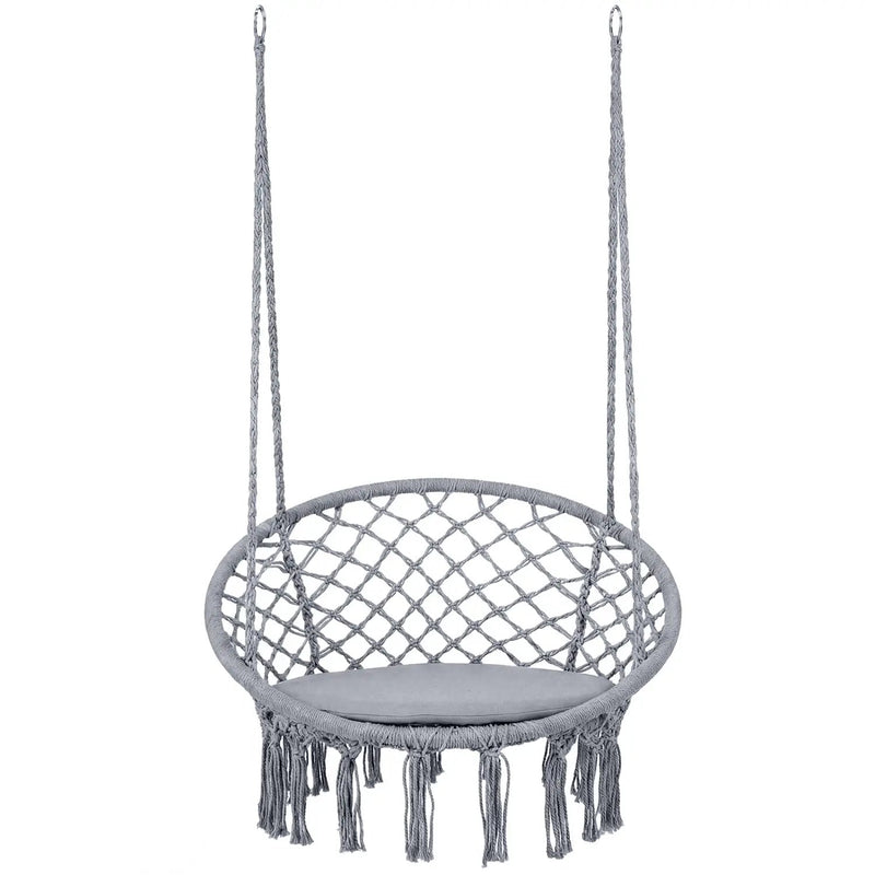 Macrame Swing Chair Hammock Chair with Round Seat Cushion by DirectDeals