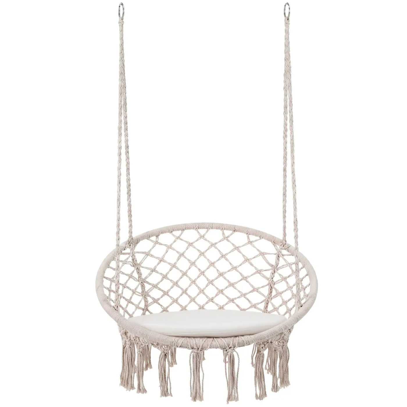 Macrame Swing Chair Hammock Chair with Round Seat Cushion by DirectDeals
