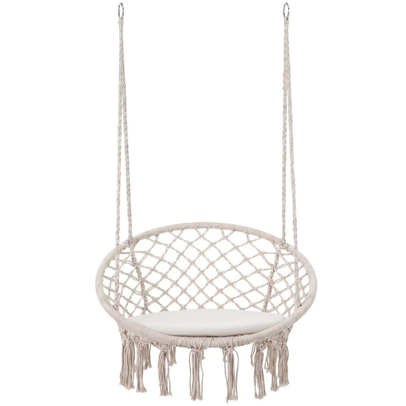 Macrame Swing Chair Hammock Chair with Round Seat Cushion by DirectDeals