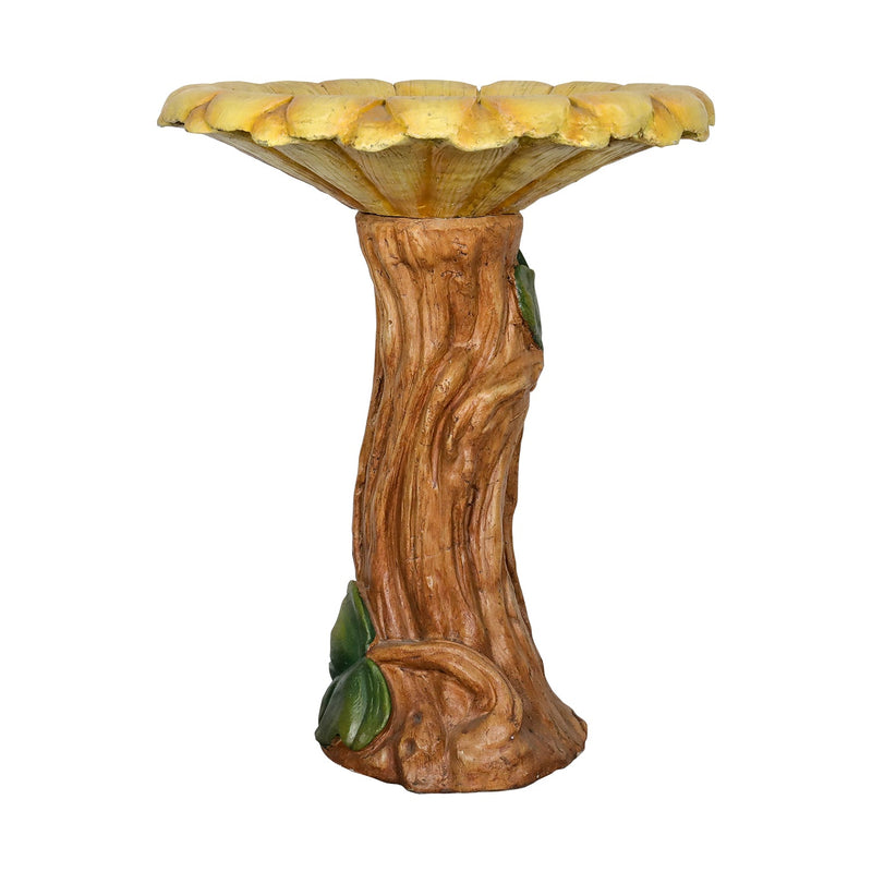 Concrete Wooden Bird Bath Sunflower on Trunk 24 Inch, photo 6 of 9