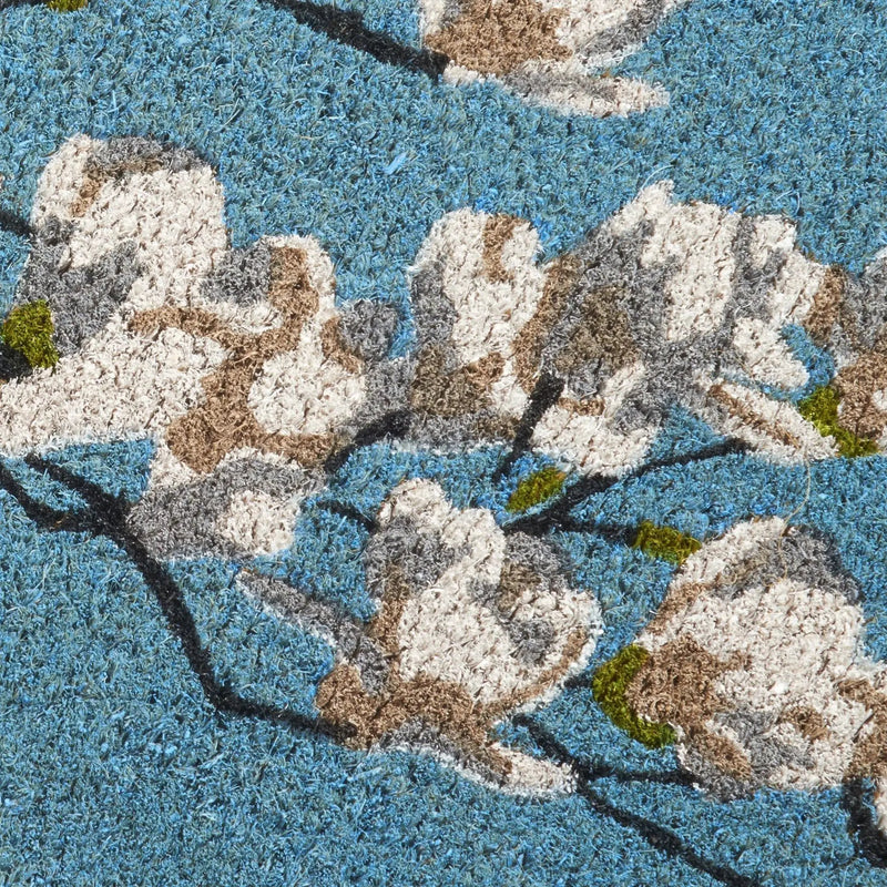 Magnolia Branch - Blue Coir Doormat by Fab Habitat