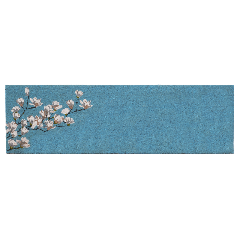 Magnolia Branch - Blue Coir Doormat by Fab Habitat