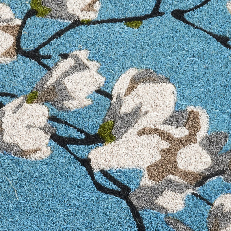 Magnolia Branch - Blue Coir Doormat by Fab Habitat