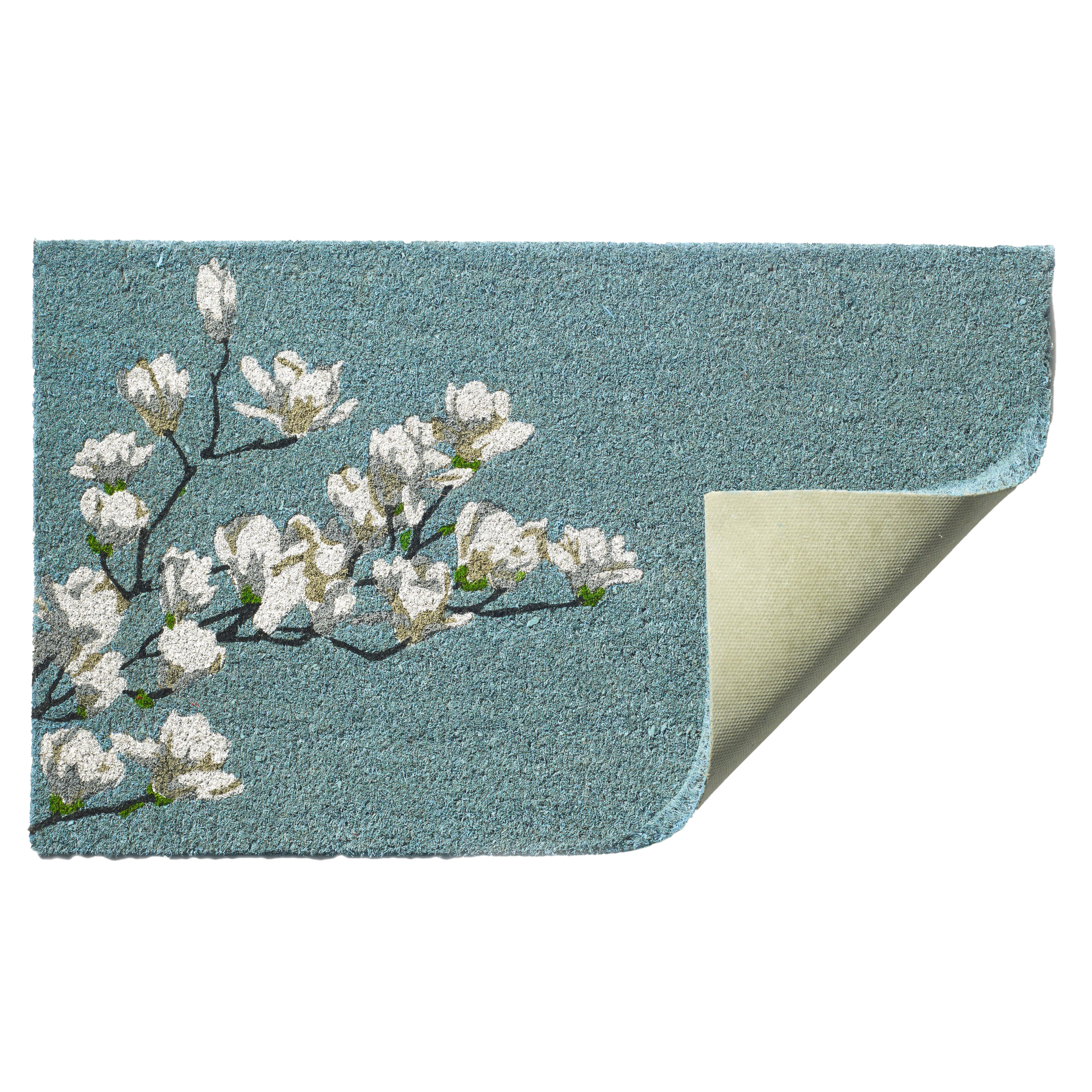 Magnolia Branch - Blue Coir Doormat by Fab Habitat