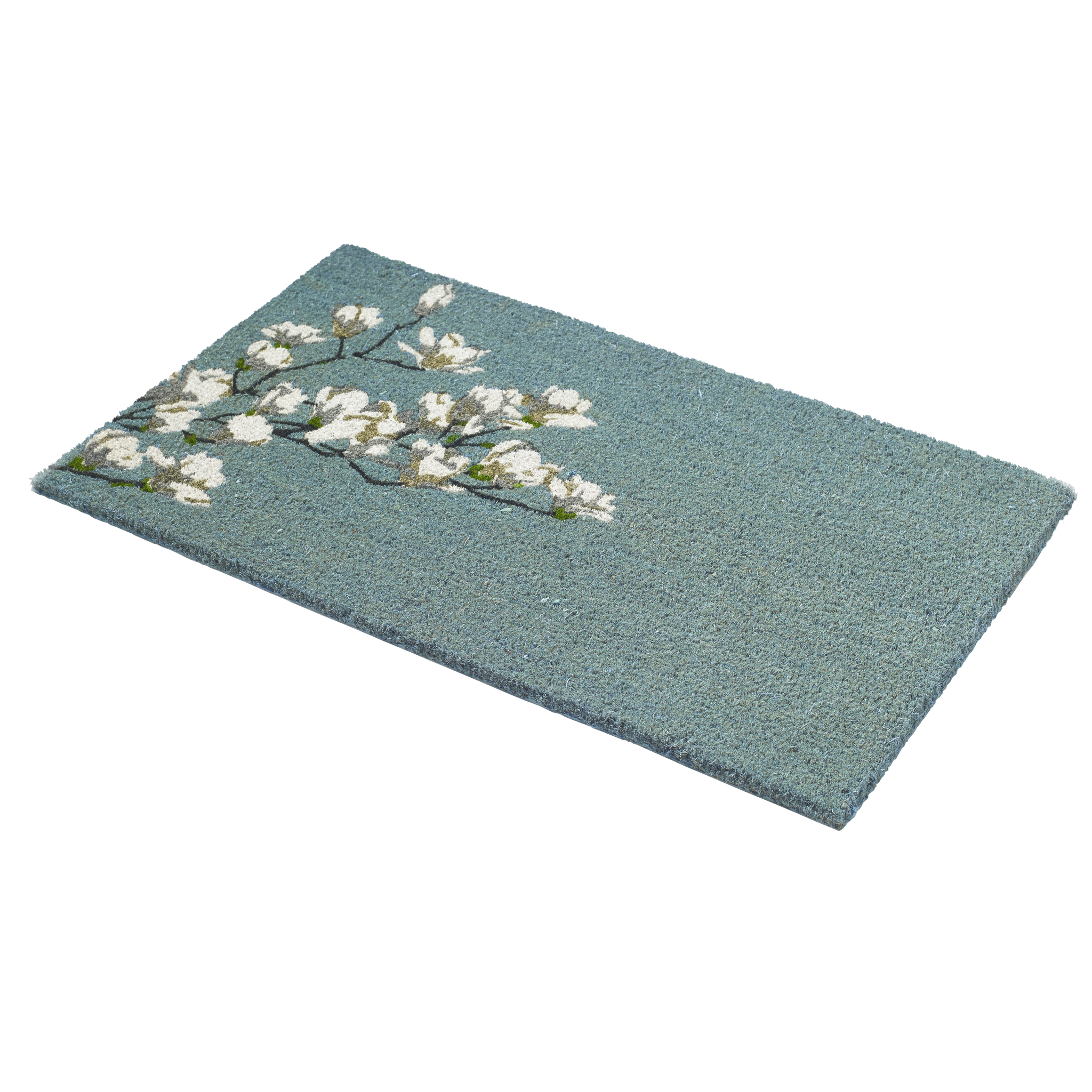 Magnolia Branch - Blue Coir Doormat by Fab Habitat