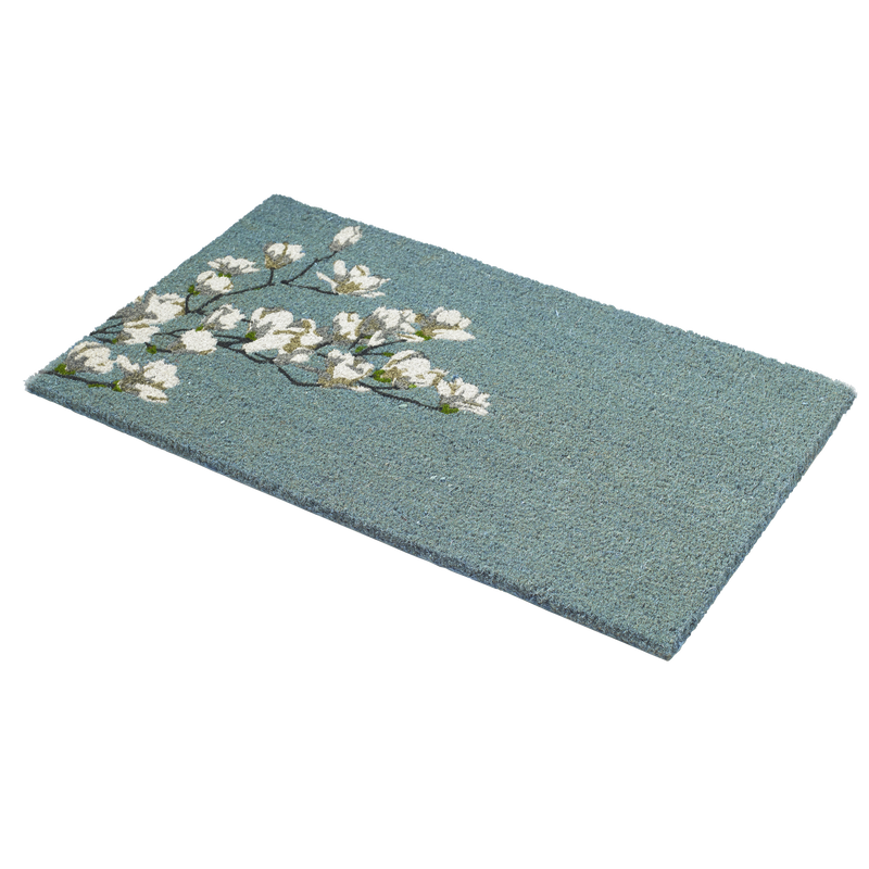 Magnolia Branch - Blue Coir Doormat by Fab Habitat