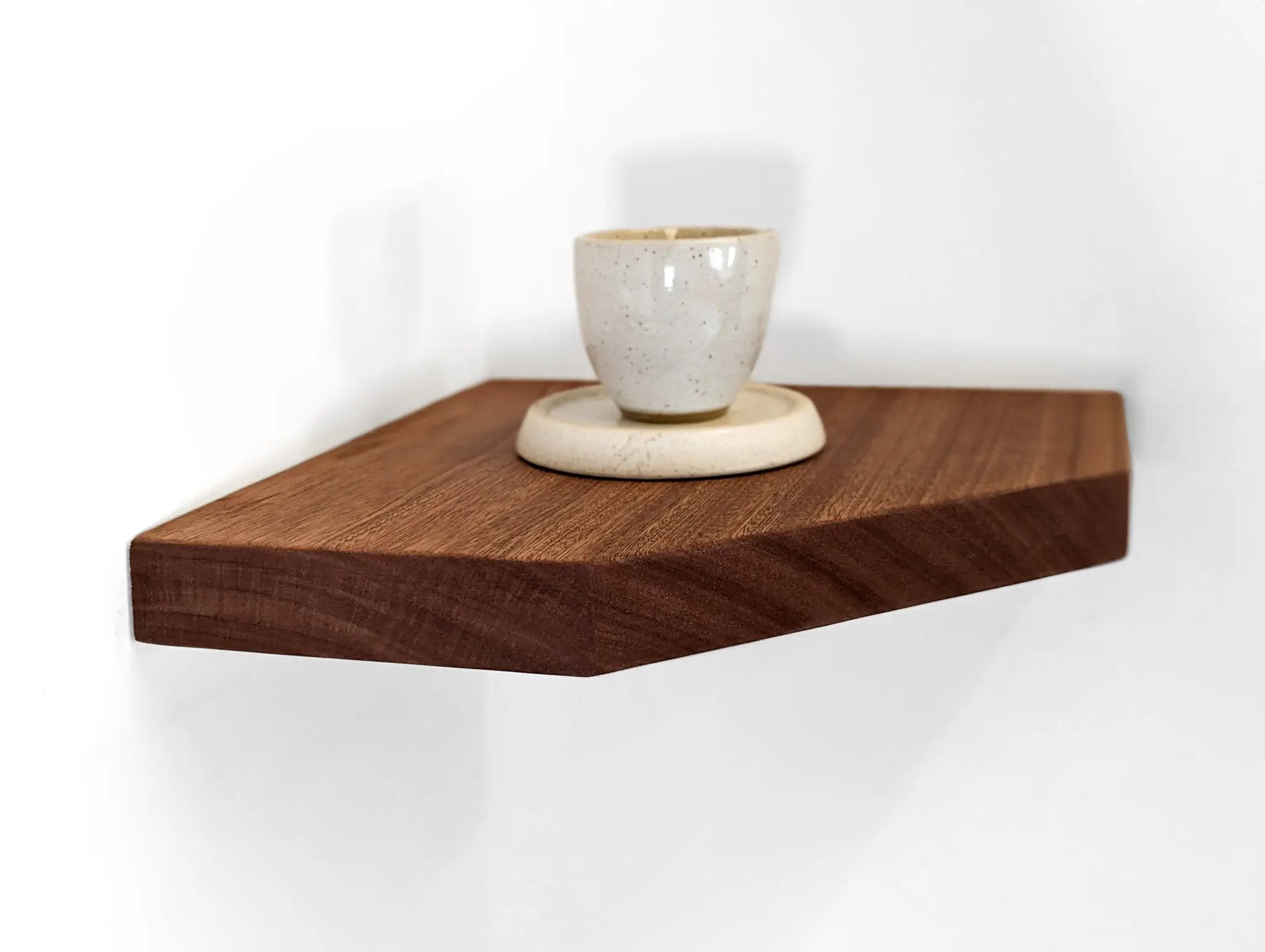 Floating Corner Shelf with Straight Edge in Oak by NookWoodworking