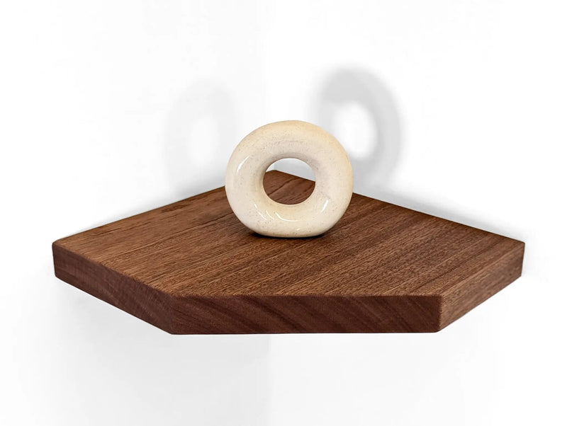 Floating Corner Shelf with Straight Edge in Oak by NookWoodworking