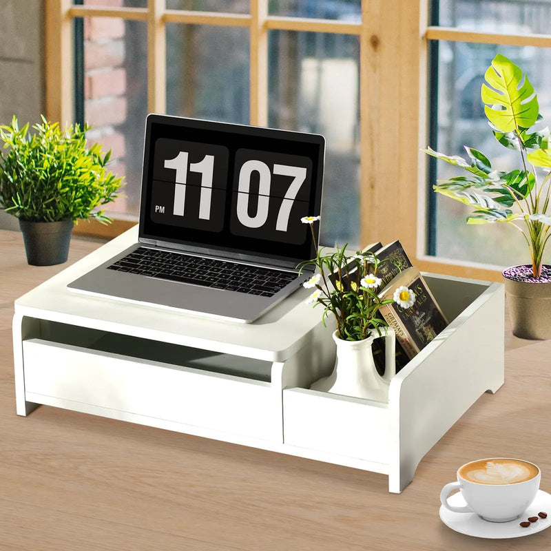 Compact Bay Window Makeup Dressing Table with Flip-Top Mirror by DirectDeals