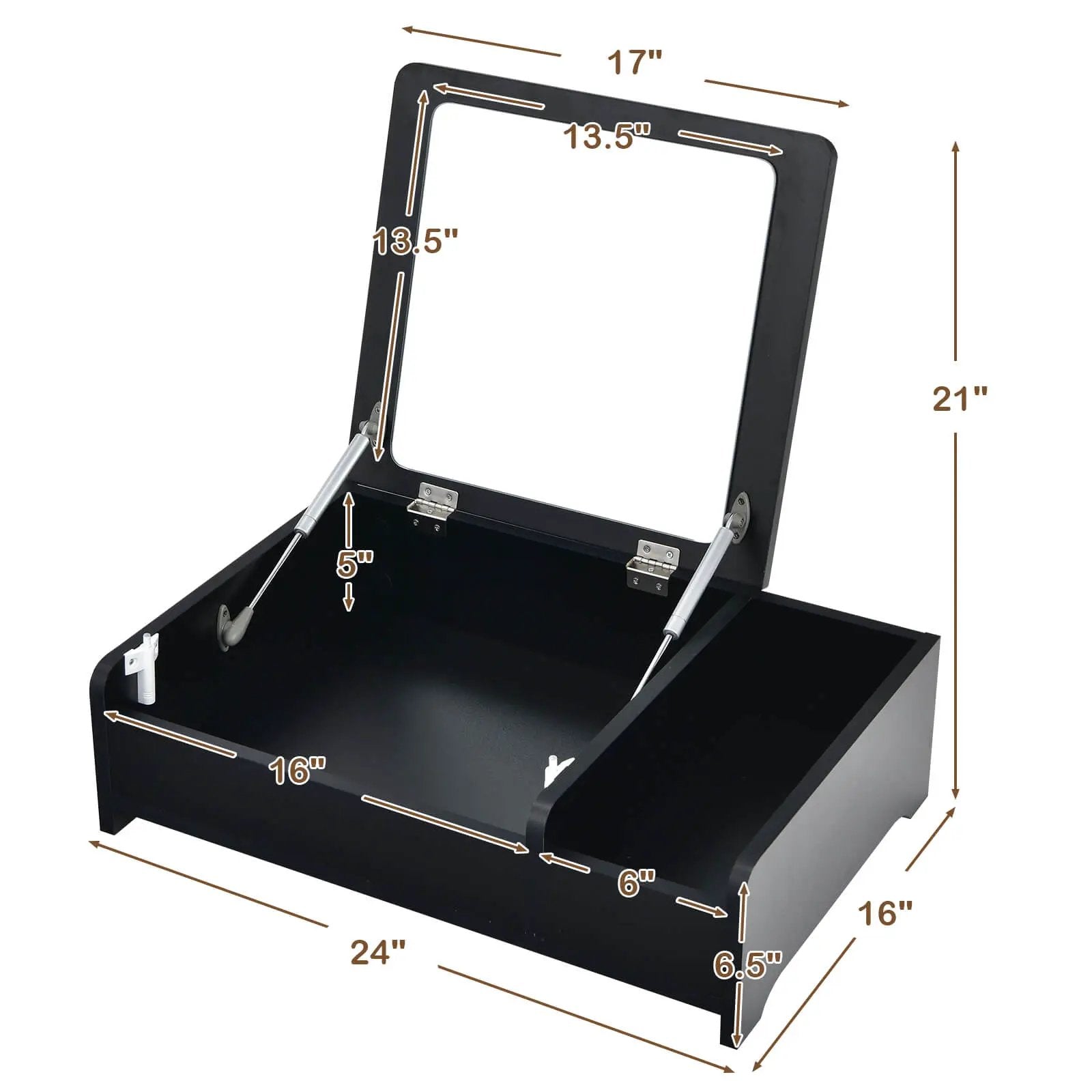 Compact Bay Window Makeup Dressing Table with Flip-Top Mirror by DirectDeals